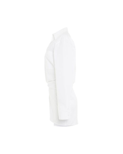 Off-White c/o Virgil Abloh White Off- Poplin Twist Shirt Dress, Long Sleeves, 100% Cotton