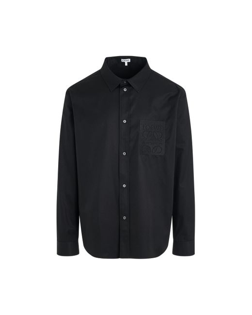 Loewe Black Anagram Logo Embroidered Shirt, , 100% Cotton for men