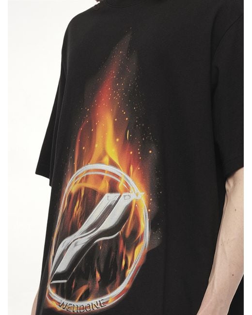 we11done Black Meteor Print T-Shirt for men