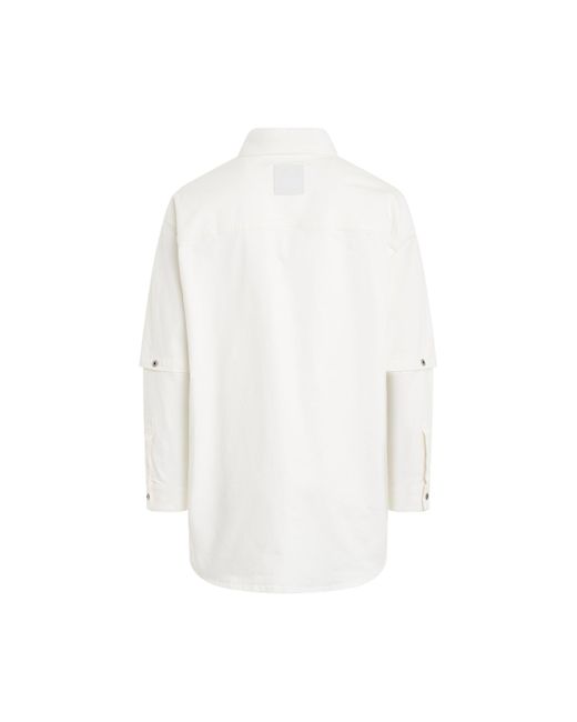 Off-White c/o Virgil Abloh White Off- '90'Logo Adjustable Sleeve Denim Overshirt, Long Sleeves, Raw, 100% Cotton, Size: Small for men