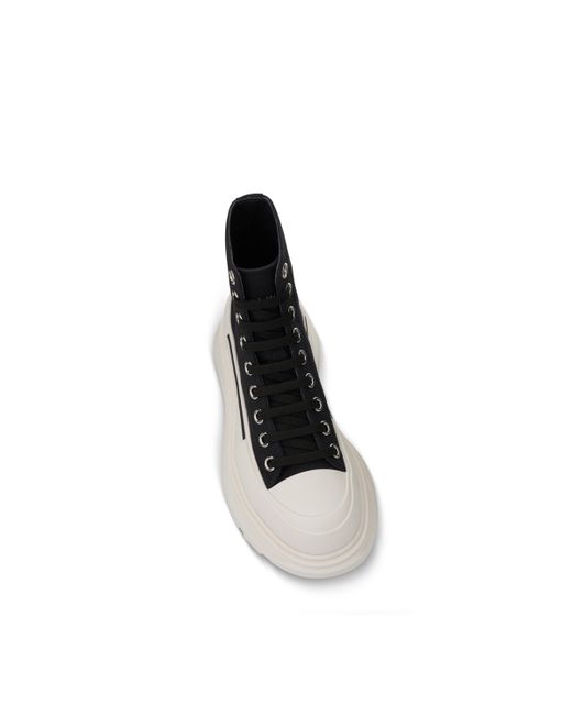 Alexander McQueen Black Tread Slick Canvas Lace-Up Boots Sneakers, /, 100% Fabric Canvas