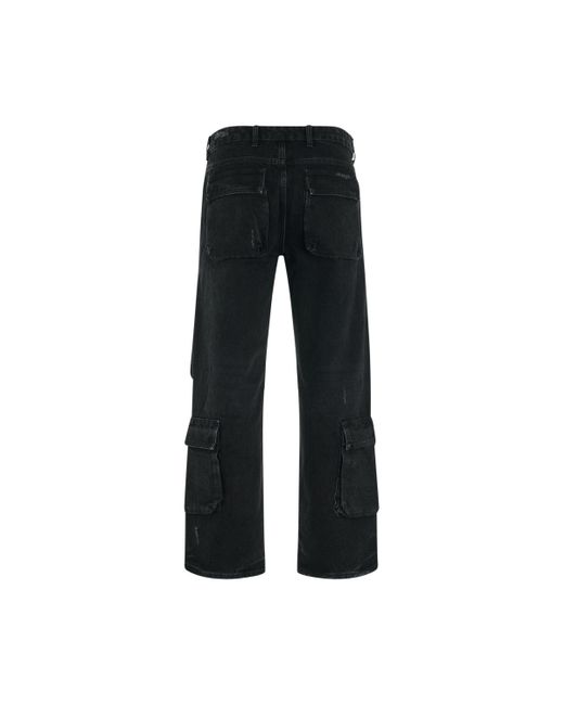 Represent Black R3Ca Cargo Denim Pants, , 100% Cotton for men