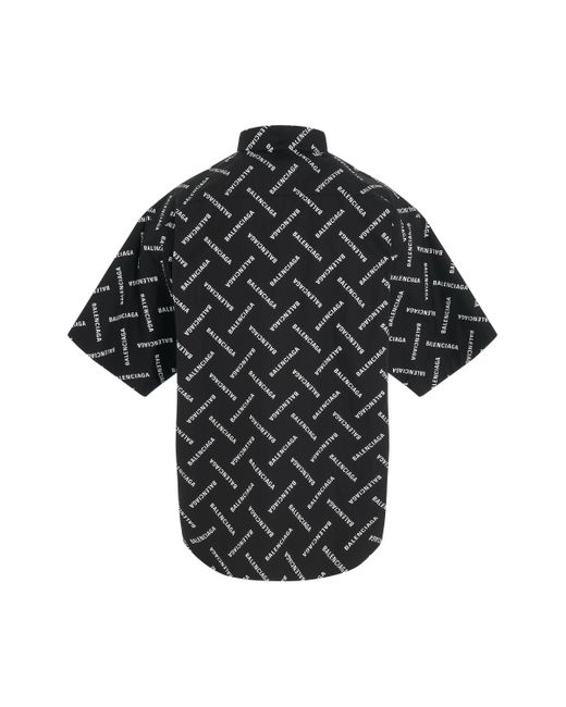 Balenciaga Black All-Over Logo Short-Sleeve Shirt, /, 100% Cotton for men