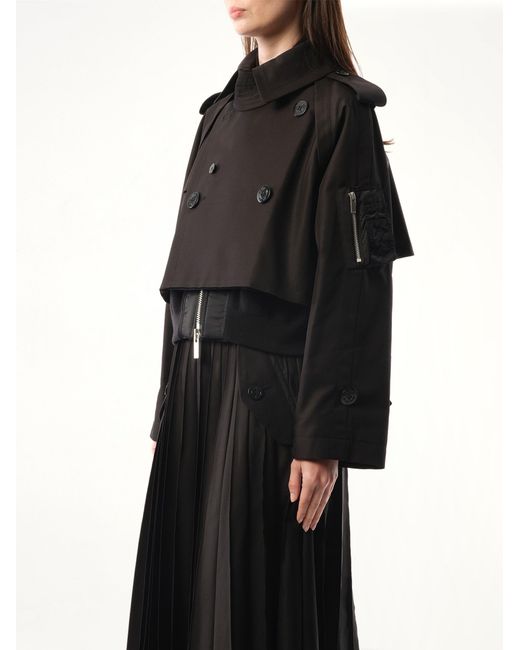 Sacai Black Cotton Gabardine X Nylon Twill Blouson