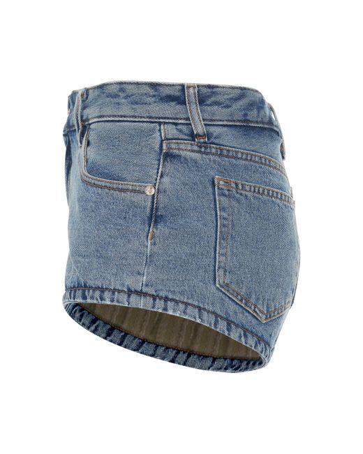 Off-White c/o Virgil Abloh Blue Off- Puffy Mini Shorts, , 100% Cotton