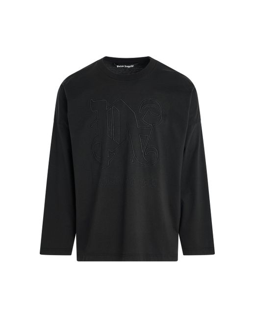 Palm Angels Black 'Monogram Long Sleeve Statement T-Shirt, , 100% Cotton, Size: Small for men