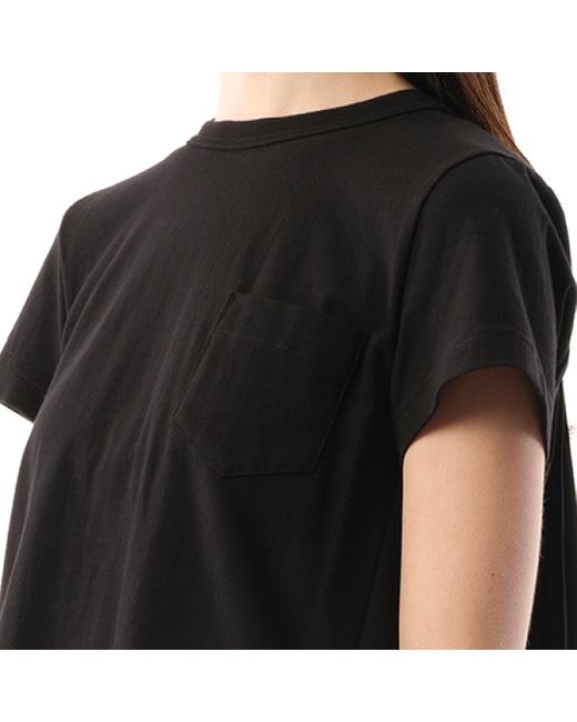 Sacai Black X Cotton Poplin X Jersey T-Shirt, Short Sleeves, , 100% Cotton