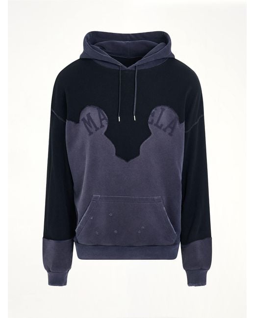 Maison Margiela Blue Desconstruction Hoodie, Long Sleeves, 100% Cotton, Size: Medium for men