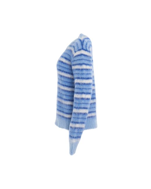 Marni Blue Striped Roundneck Sweater, Round Neck, Long Sleeves, Iris