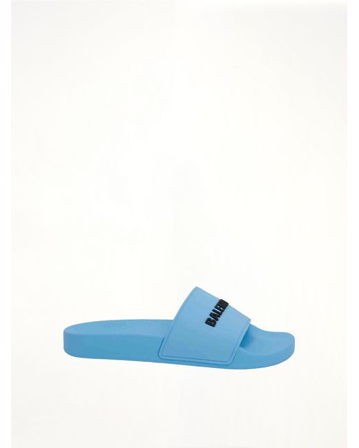 Balenciaga Blue 3D Logo Pool Slide Sandal