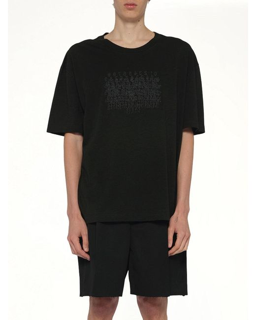Maison Margiela Black Slubby Logo T-Shirt for men