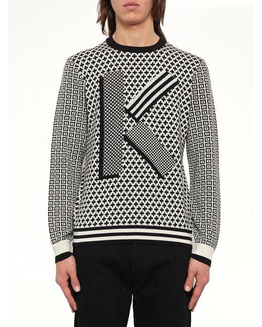 KENZO Gray Fairisle Jumper for men
