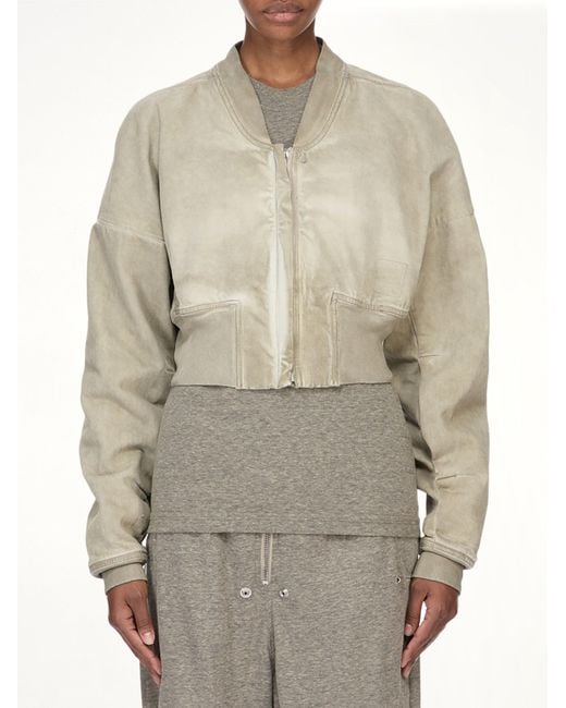 Rick Owens Gray Flight Jacket Cropped