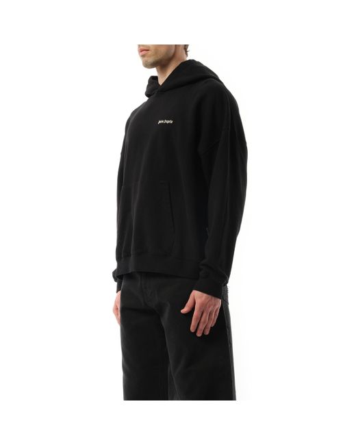 Palm Angels Black 'Classic Logo Emb Hoodie, Long Sleeves, /Off, 100% Cotton, Size: Small for men