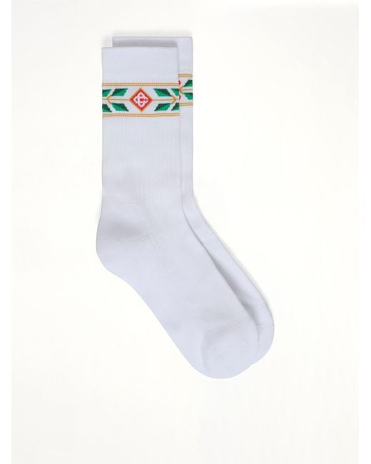 Casablanca White Laurel Ribbed Sports Socks for men