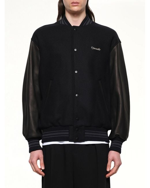 vowels Black Varsity Jacket for men