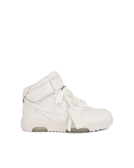 Off-White c/o Virgil Abloh White Off- Out Of Office Mid Top Leather Sneakers, 100% Rubber