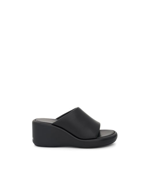 Balenciaga Black Logo Rise Wedge Sandals, /, 100% Calf Leather