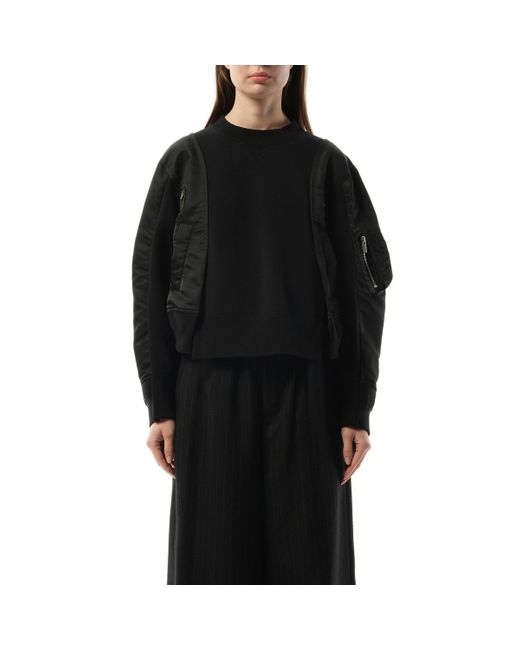 Sacai Black Nylon Twill Sweat Pullover