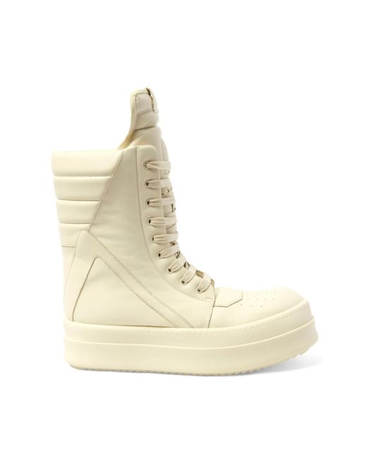 Rick Owens Natural Mega Geobasket/ Sneakers, 100% Calf Leather for men