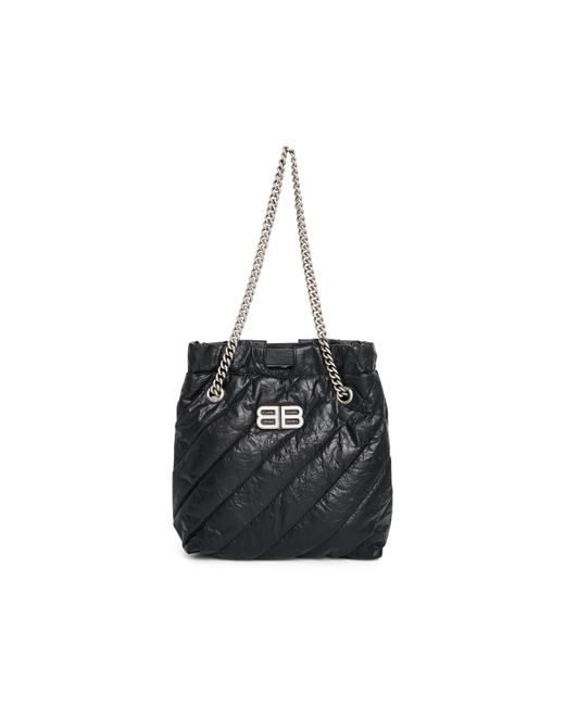 Balenciaga Black Crush Small Tote Bag, , 100% Calf Leather