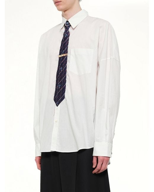 Doublet White Trompe L'Oeil Tie Embroidery Shirt for men