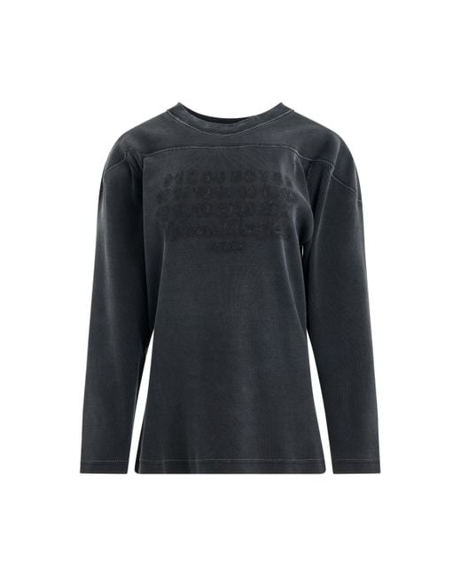 Maison Margiela Black 'Rib Cotton Logo Sweatshirt, Long Sleeves, , 100% Cotton, Size: Small