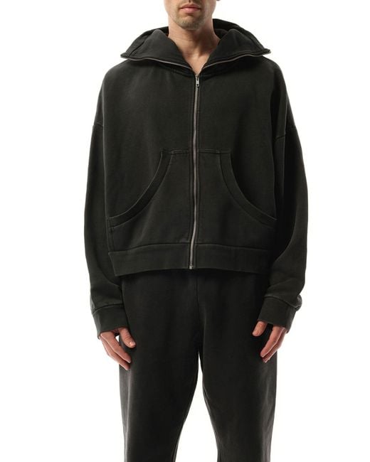 Entire studios Black Full Zip Hoodie, Long Sleeves, 100% Cotton, Size: Small for men