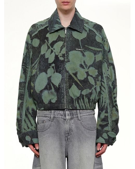 Feng Chen Wang Gray Plants Dye Cropped Jacket for men