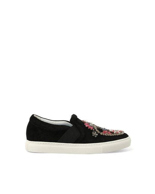 Lanvin Black Emb Slip On Sneakers
