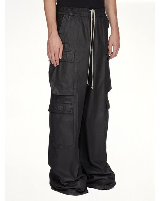 Rick Owens Black Denim Double Cargo Jumbo Belas for men