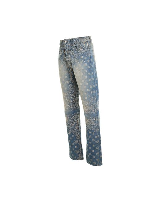 Amiri Blue Bandana Jacquard Straight Jeans, Crafted, 100% Cotton for men