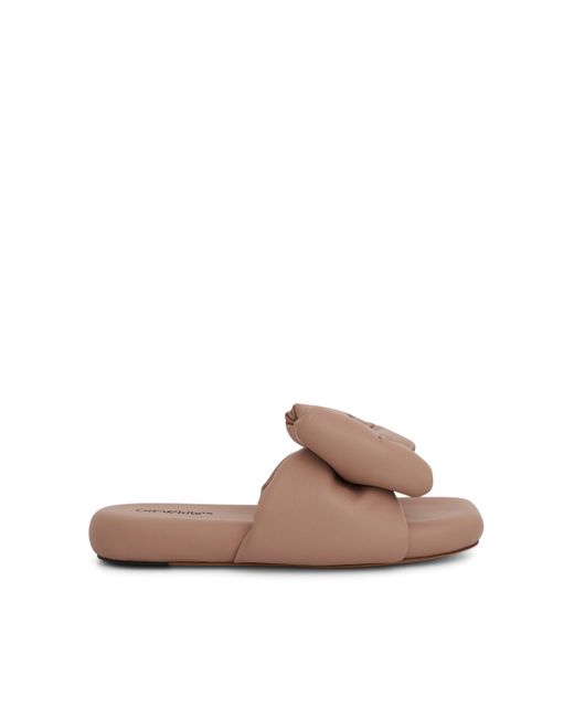 Off-White c/o Virgil Abloh Brown Off- Nappa Bow Padded Slipper Sandals, , 100% Leather