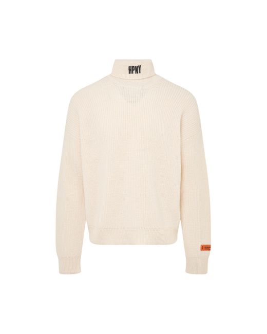 Heron Preston White 'Hpny Knit Rollneck, Long Sleeves, Ivory/, 100% Virgin Wool, Size: Small for men