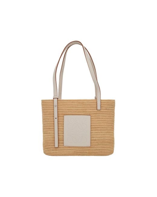 Loewe White Small Square Basket Bag, Natural