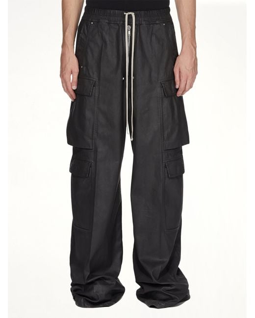 Rick Owens Black Denim Double Cargo Jumbo Belas for men