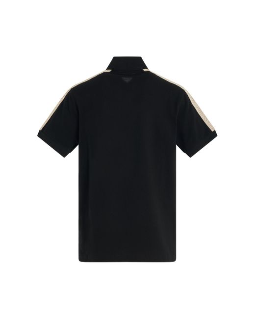 Palm Angels Black 'Monogram Track Polo, Short Sleeves, /Off, 100% Cotton, Size: Small for men