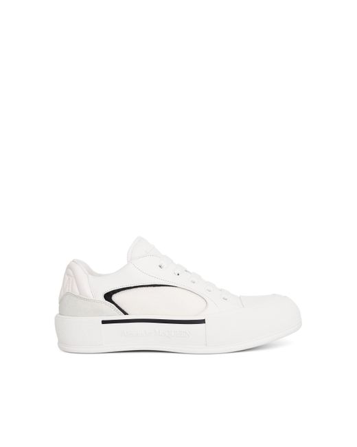Alexander McQueen White New Deck Lace-Up Plimsoll Sneakers, /, 100% Leather for men