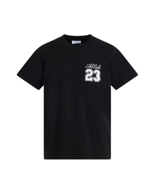 Off-White c/o Virgil Abloh Black Off- 23 Embroidered Logo Slim Fit T-Shirt, Short Sleeves, /, 100% Cotton, Size: Large for men