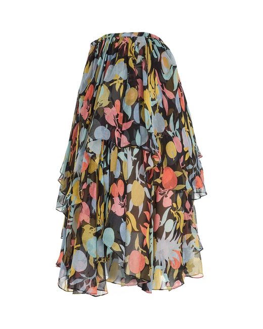 Chloé Multicolor Jupe Skirt, , 100% Silk