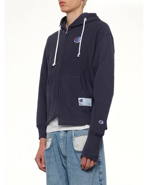 Undercover Blue X Champion Zip Hoodie for men