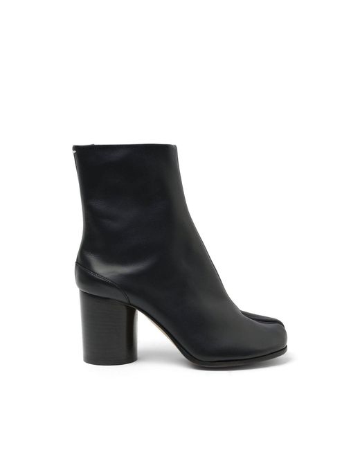 Maison Margiela Black Tabi Leather Boots 8Cm Heel, 100% Leather