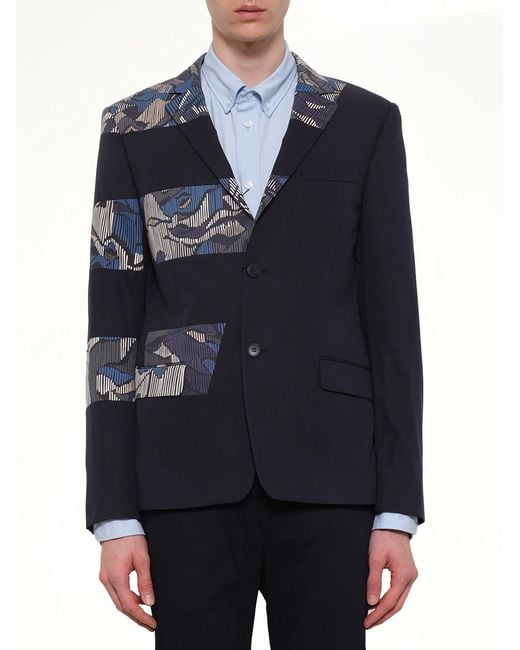KENZO Blue Constructed Suit Jacket for men