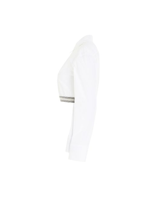 Loewe White Cropped Logo Shirt, Optic, 100% Cotton