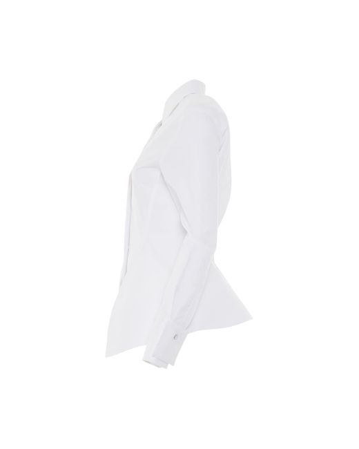 Givenchy White Peplum Long Sleeve Shirt, , 100% Cotton