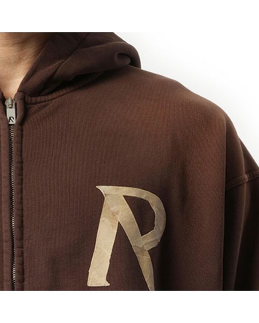 Represent Brown 'Masking Tape Initial Zip Hoodie, , 100% Cotton, Size: Small for men