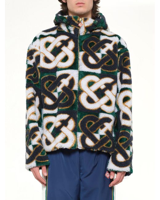 Casablanca Blue Fleece Monogram Jacket for men