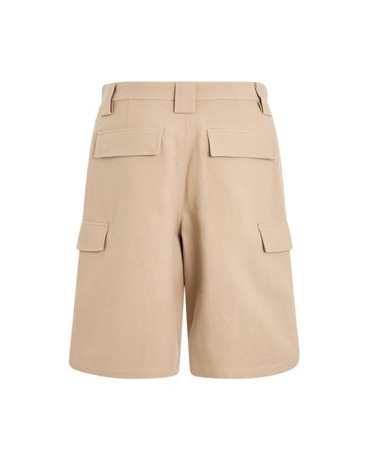 Off-White c/o Virgil Abloh Natural Off- 'Linen Cargo Shorts, , 100% Cotton, Size: Small for men
