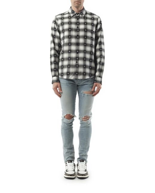 Amiri Gray Starburst Flannel, Long Sleeves, 100% Cotton, Size: Large for men
