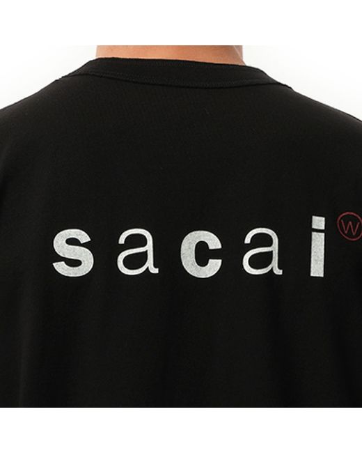Sacai Wtaps Print T-Shirt, Short Sleeves, 100% Cotton in Black for 